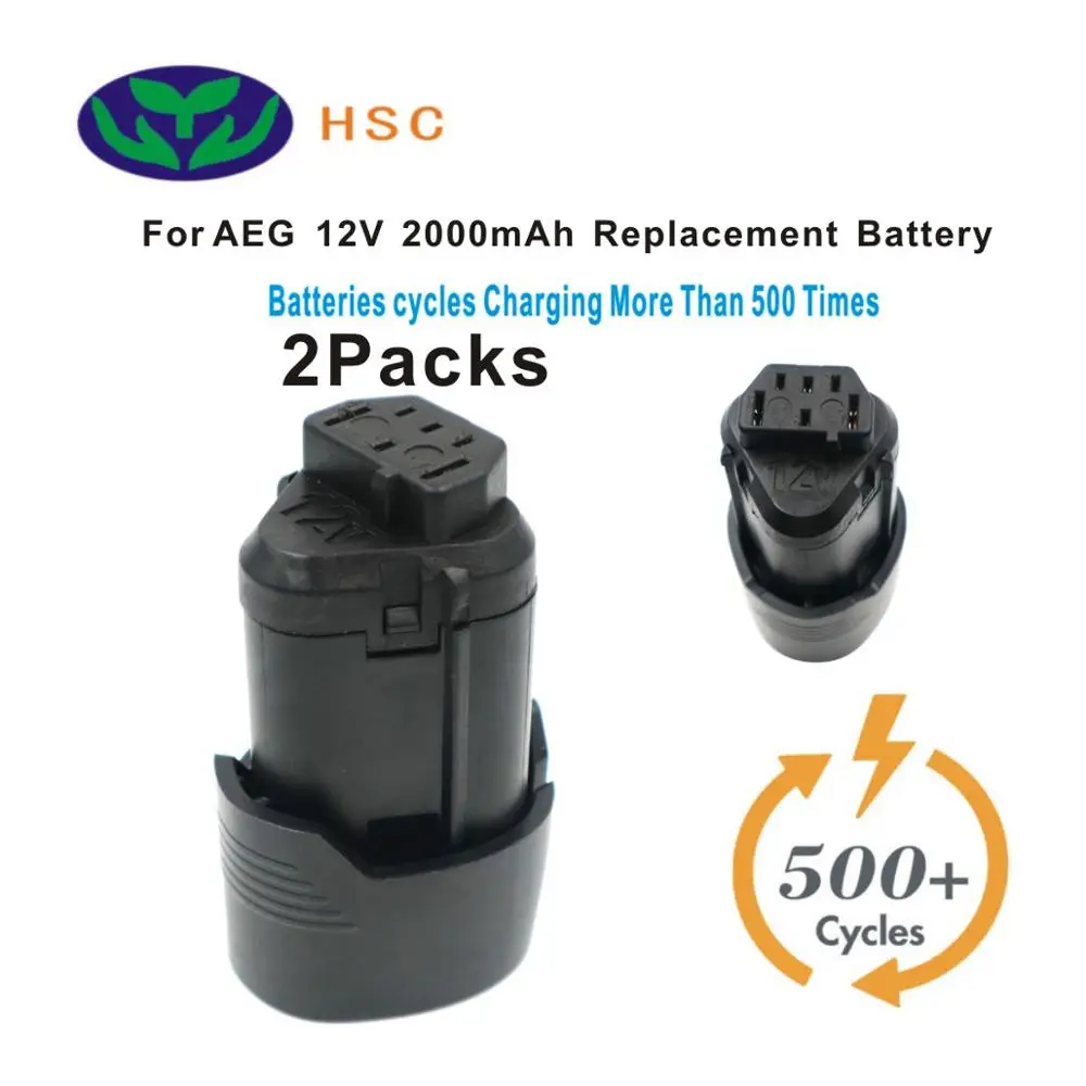 Набор литий ионных батарей AEG12C 2 шт. 2000 мАч 18650 12 В сменный блок для AEG L1215 L1215P L1215R Pro
