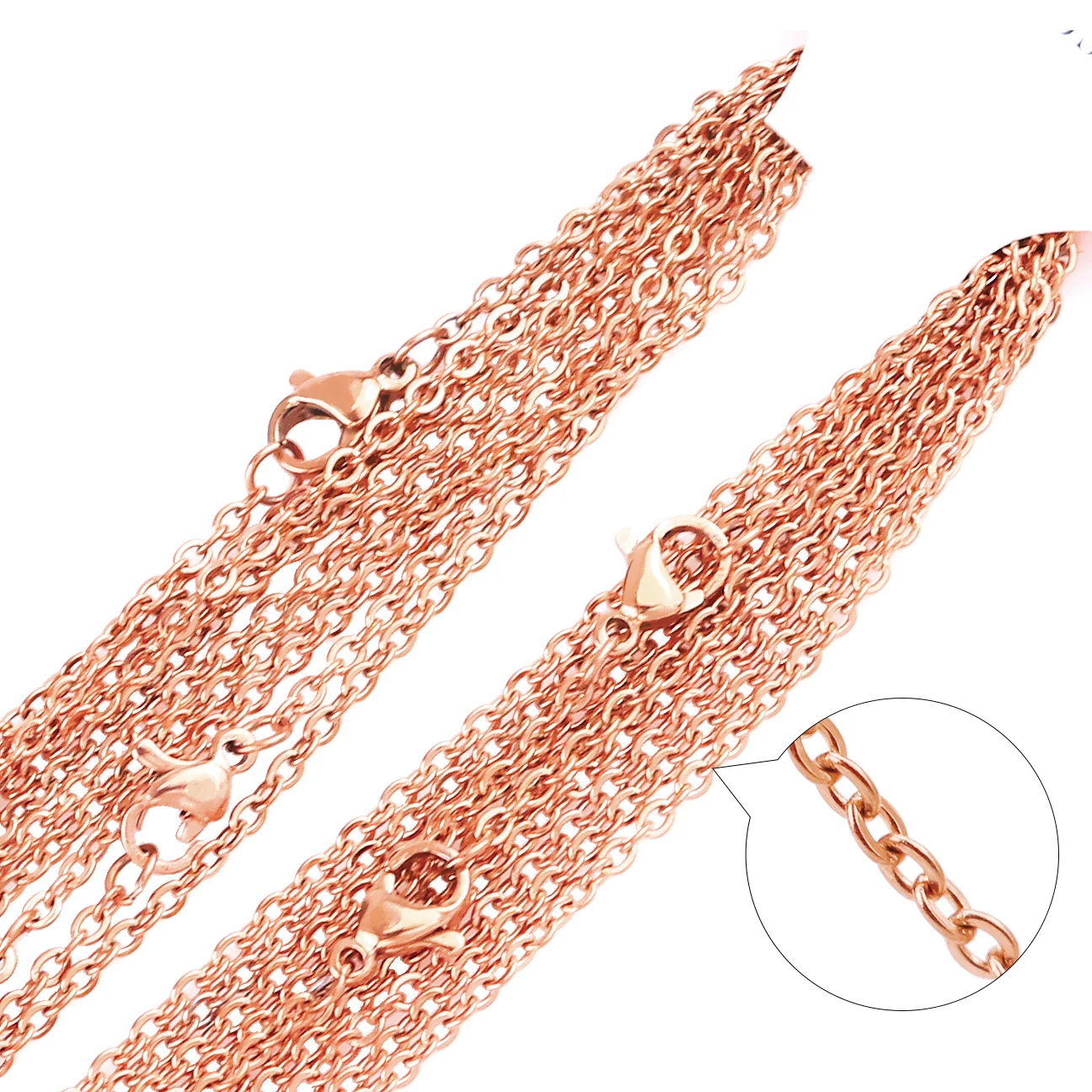 Rose gold 10 шт./лот, нержавеющая сталь, звено, черное розовое золото/сталь, цепочки, ожерелья, сделай сам, ювелирные изделия, кубинские цепи, костюм - Окраска металла: Rose gold