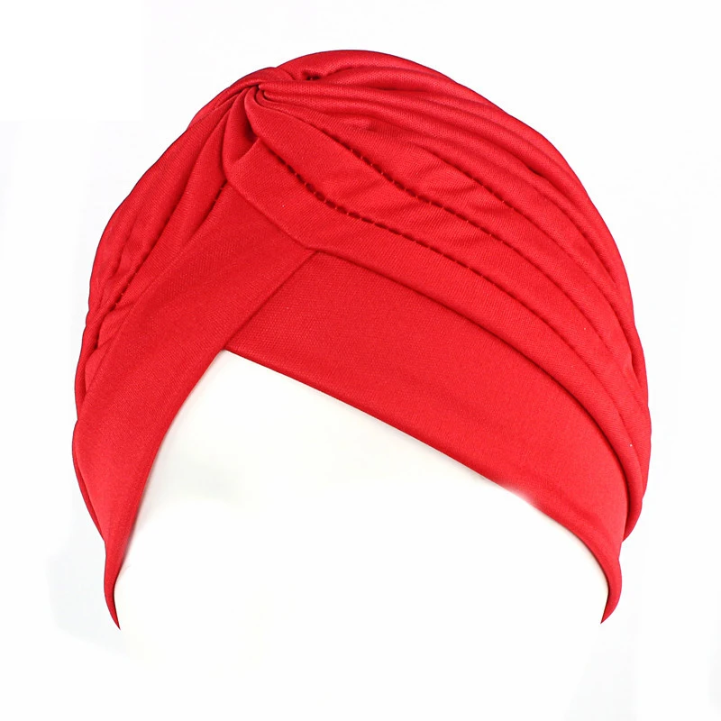 

Stretchy Turban Muslim Hat Women Knoted Pure Color Hijab Indian Cap Female Breathable Headscarf Casual Soft Beanies Bonnets