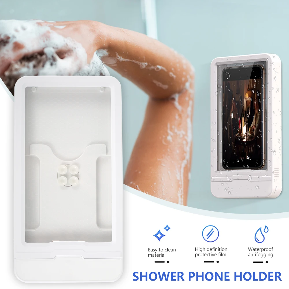 

Wall Waterproof Mobile Phone Box Self-adhesive Holder Touch Screen Bathroom Phone Shell Bathroom Toilet Mobile Phone Holder Box