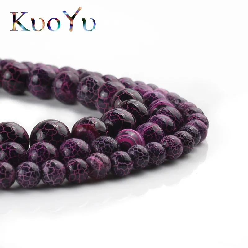 Натуральный камень Бусины фуксия трещины Мечта Огненный Агаты &quotвены дракона&quot