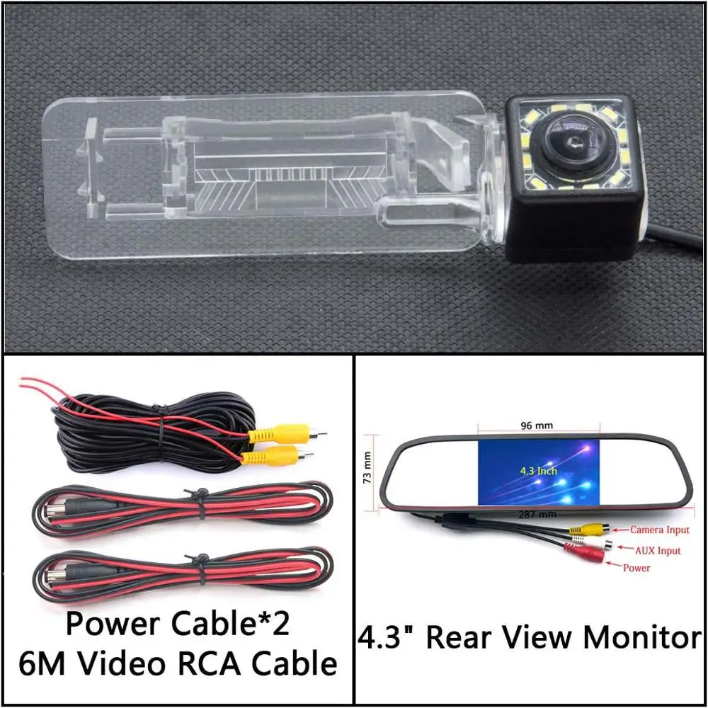 Cam N 4.3 Mirror 12 Светодиодный фонарь Автомобильная камера заднего вида для Smart Fortwo 451 Four/Smart ED автомобильная парковочная Водонепроницаемая резервная камера ночного видения - Название цвета: Cam N 4.3 Mirror