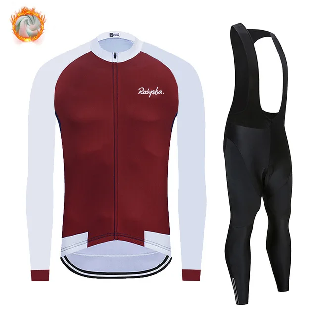 

Warm 2020 Winter Thermal Fleece Cycling Jersey Set Men's Outdoor Riding MTB Ropa Ciclismo Bib Pants Set Cycling Clothing