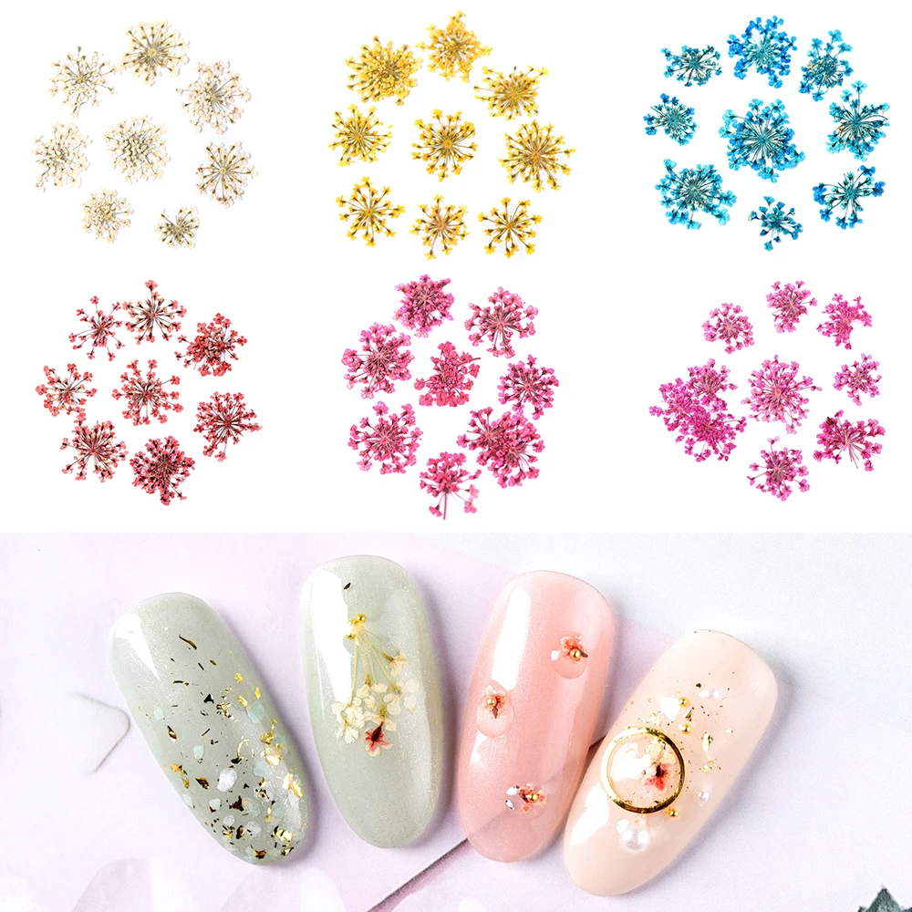 3D Dried Flower Nail Art Decoration Natural Floral Leaf Mixed Dry Flower DIY Nail Art Decal Gel Polish Sticker Summer Manicure