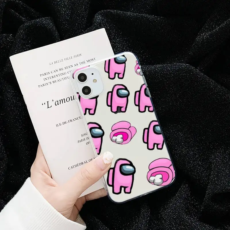 

among us cute hot game Phone Case Transparent for iPhone 6 7 8 11 12 s mini pro X XS XR MAX Plus cover funda shell