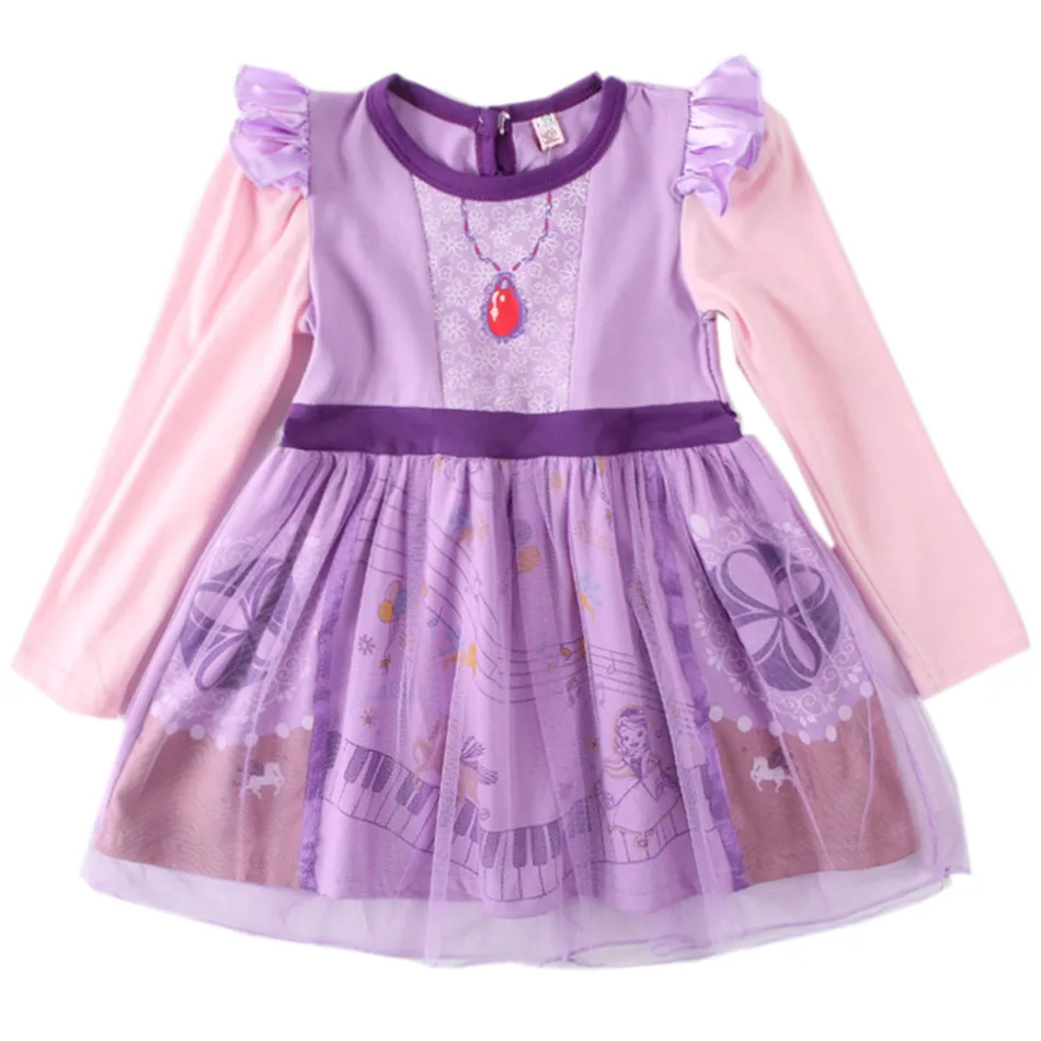 Sofia the First Минни» для маленьких девочек платье принцессы из хлопка и Косплэй вечерние одежда игрушки История Джесси Ариэль Минни Мулан Алиса Белоснежка Эльза, Белль платья - Цвет: Sofia the First