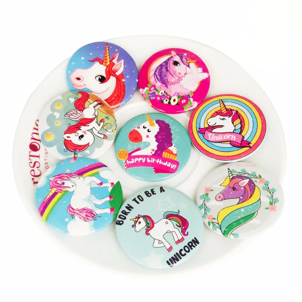 10 шт./компл. Единорог вечерние украшения значок круглая брошь булавки для Детские