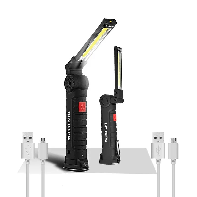 

2 Pack LED Work Light, COB Rechargeable Adjustable LED Flashlight Inspection Light for Car Repair with netic Base, 360Rotate