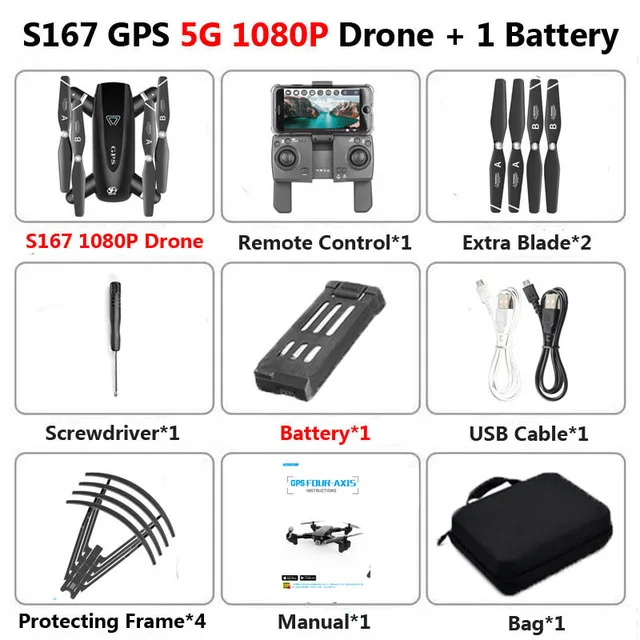 5G 1080P 2B Bag S167 5G Дрон GPS Радиоуправляемый квадрокоптер с камерой 4K wifi FPV Складной Летающий жесты фотографии вертолет для видеосъемки игрушки - Цвет: 5G 1080P 2B Bag