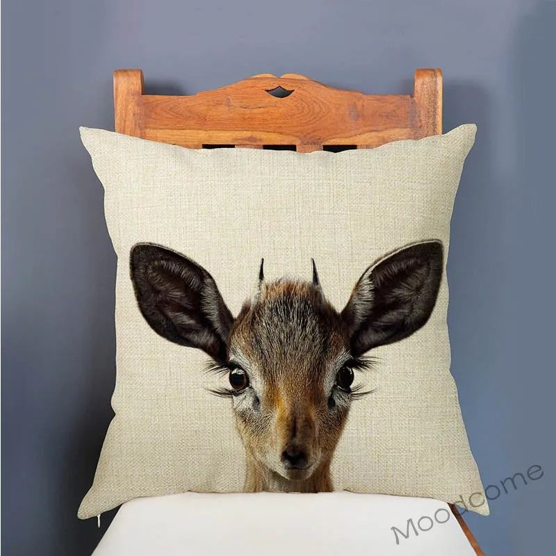 Милый детский декоративный чехол для детской подушки с изображением леса
