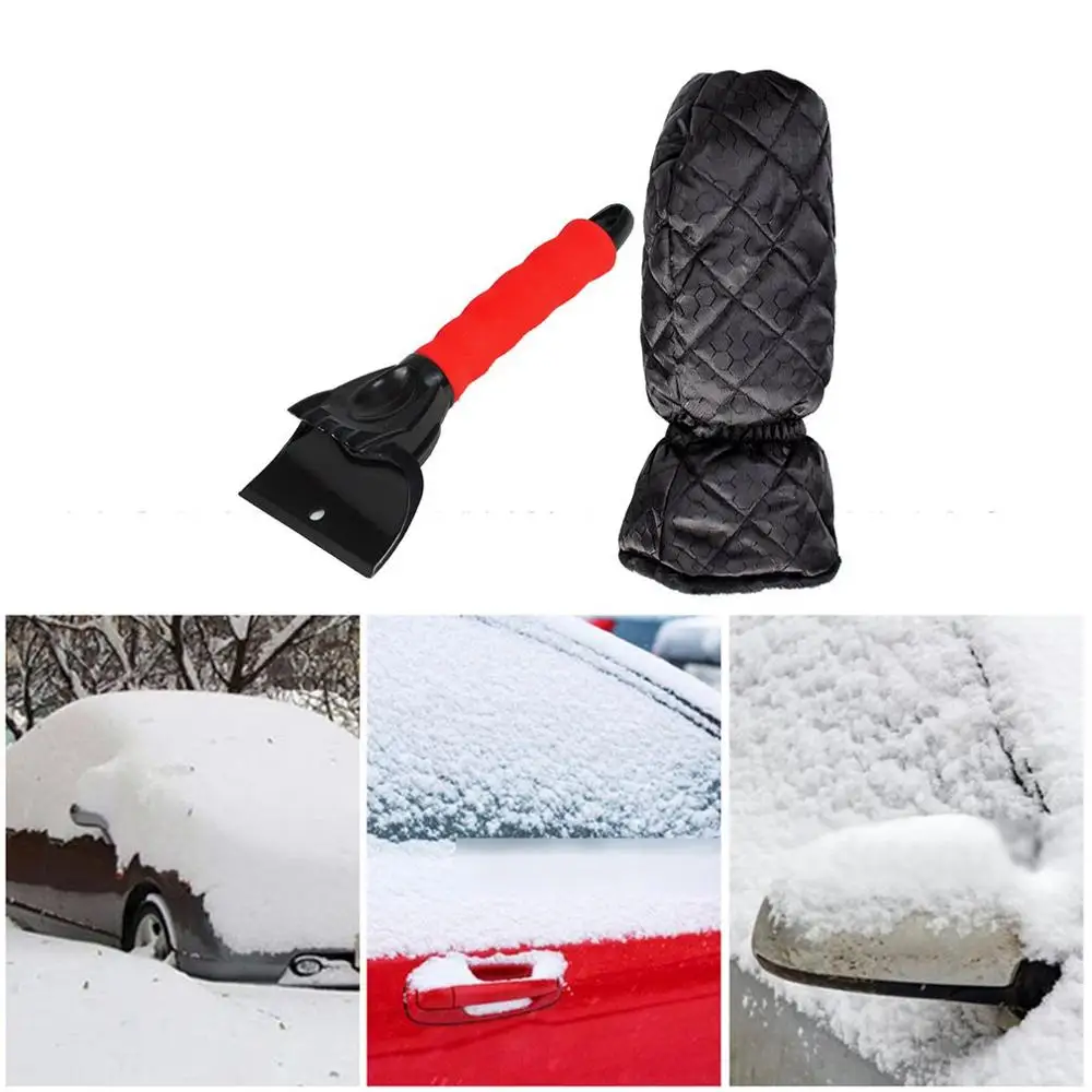

Ice Scraper And Glove Vehicles Window Glass Windshield Cleaning Tool Winter Accessory Waterproof Glove Ice Snow Remover