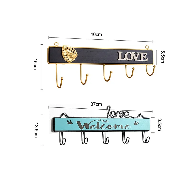 

Wall Key Storage Rack Kitchen And Bar Supplies Porch Wall Decoration Hook Free Punch Wall Hanger Wooden Wrought Iron Hook