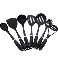 1pcs nylon kitchenware kitchen gadgets non stick black cook utensils heat resistant cooking turner soup ladle spatula shovel