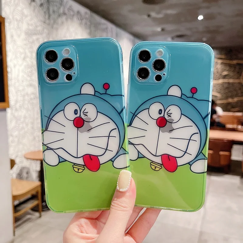 

Doraemon Cartoon Anime Case for iPhone 11 12 Pro Max X XR Xs Max 7 8 Plus Kawaii Phone Protect Cover Cases For Girls Wholesale
