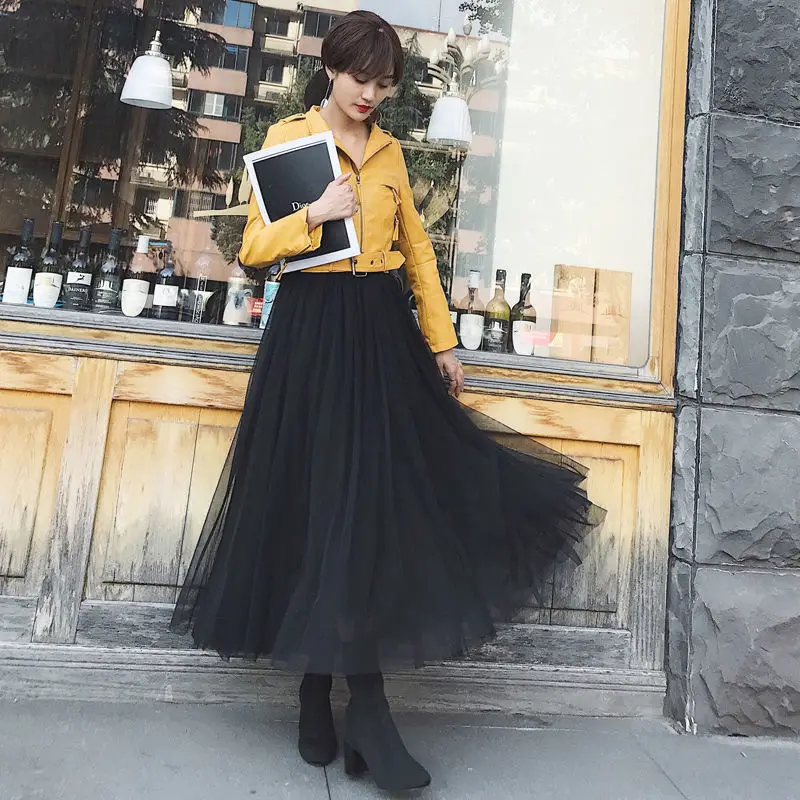 

High waist gauze skirt half length skirt super fairy slim 2021 new spring mid length skirt summer