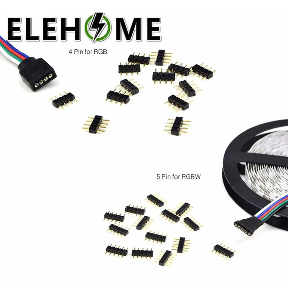 10 шт. 4 Pin RGB/5 PIN коннектор RGBW адаптер штырь иглы мужской тип двойной RGB 5050 3528