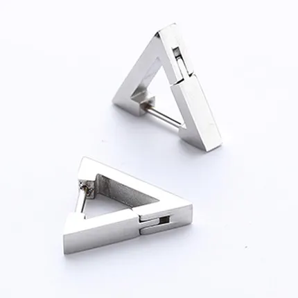 1pair steel triangle Semitree 316L Медицинская нержавеющая сталь анти-аллергические креативные серьги-кольца мужские треугольные квадратные серьги Модные женские ювелирные изделия - Окраска металла: 1pair steel triangle