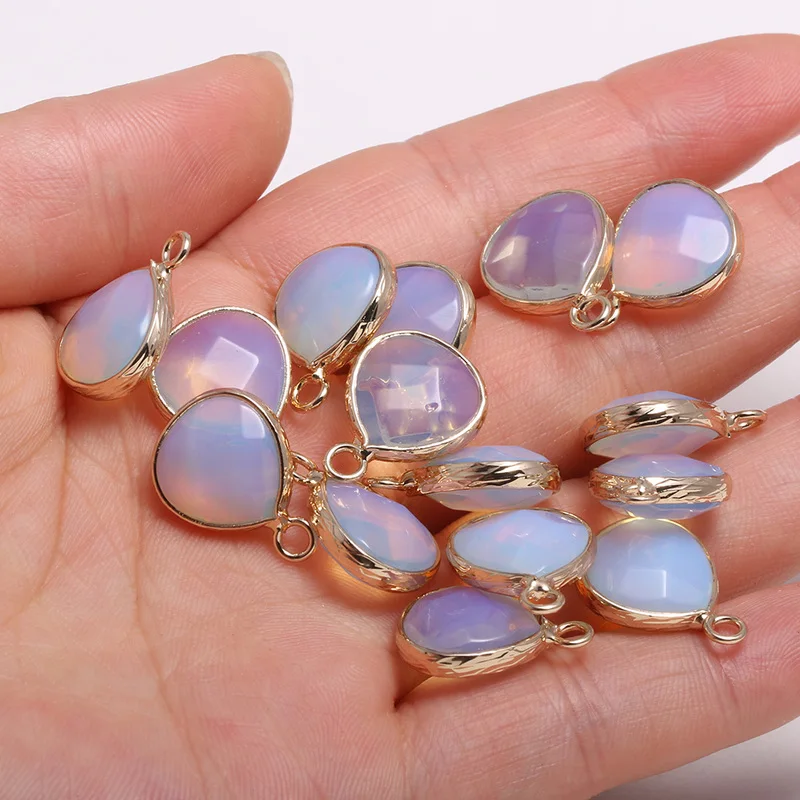 

4pcs New Natural Stone Pendant Drop-shaped Opal Stones Faceted Pendant Necklace For DIY Jewelry Best Birthday Gift Size 13x18mm