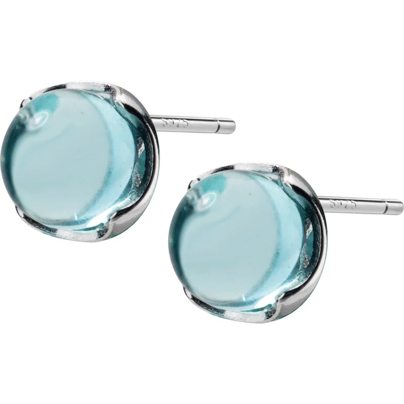 Женские серьги гвоздики из серебра 925 пробы с синим градиентом|Серьги-гвоздики| |