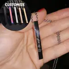 Ожерелье с кулоном с гравировкой по четырем Сторонам, персонализированное ожерелье с квадратным стержнем и именем на заказ, ювелирное изделие из нержавеющей стали, чокер, подарок для женщин и мужчин