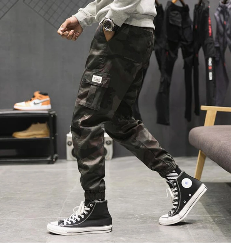 Брюки Джоггеры мужские в стиле хип хоп свободные штаны султанки до щиколотки