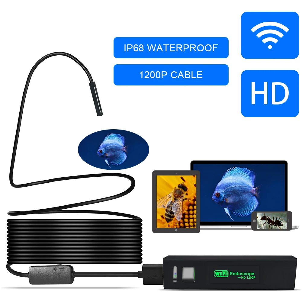 

2.0 MP HD Borescope Rigid Snake Cable Endoscope Camera Wireless Endoscope for IOS iPhone Android Samsung Smartphone PC