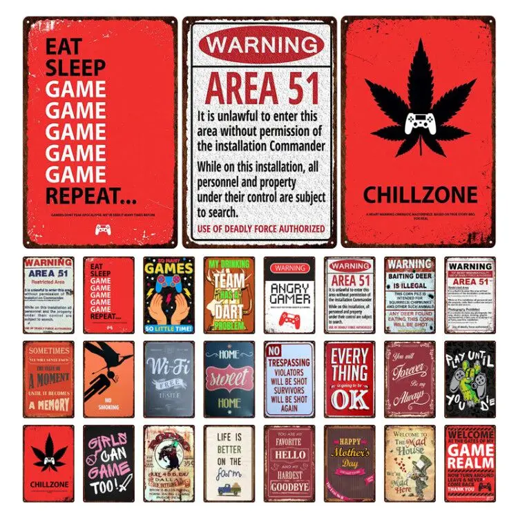 

Декоративная брендовая вывеска Chillzone, железная декоративная марка в деревенском стиле, металлическое украшение для стен, Оловянная металли...