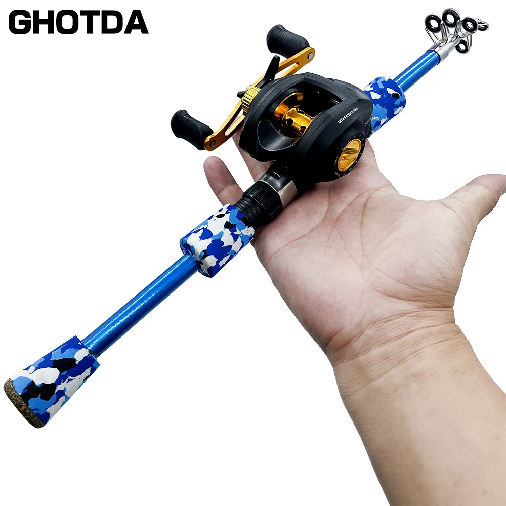GHOTDA Telescopic Fishing Sea Lure Rod Baitcasting Reel Combo Saltwater Freshwater Fishing Rod and Reel Full Kit