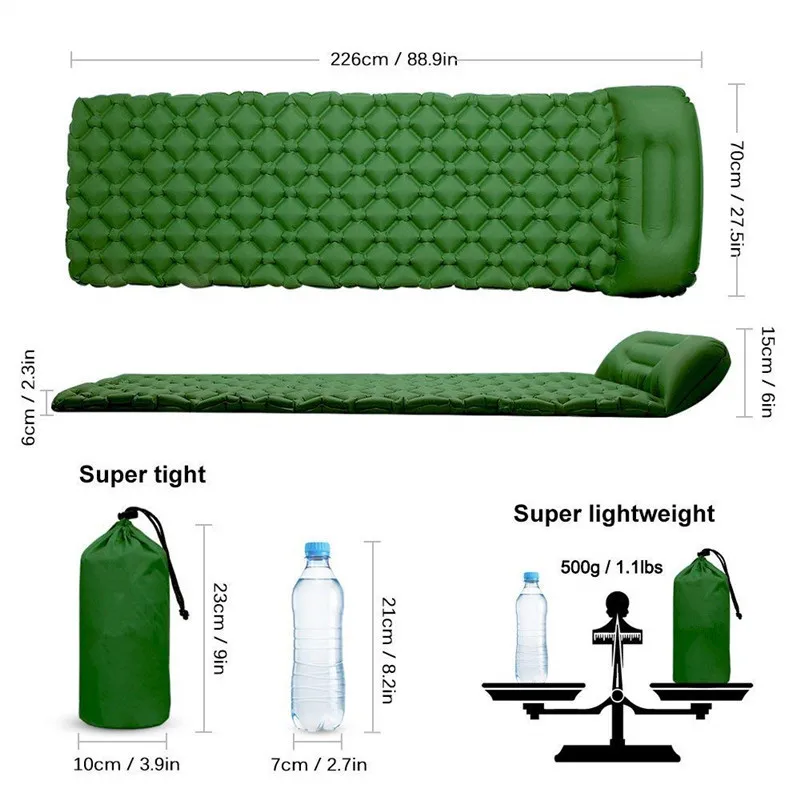

Camping Sleeping Pad Ultralight Inflatable Sleeping Mat Outdoor Survival Travel Hiking Camping Pad Bed Air Sofa Sleeping Bag