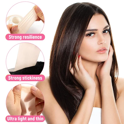 скотч для наращивания клейкая лента Клейкая лента для парика, сетка для парика и ластик с узлами, силиконовая таяющая кружевная лента, дышащая двухсторонняя лента для волос, многоразовая Нескользящая
