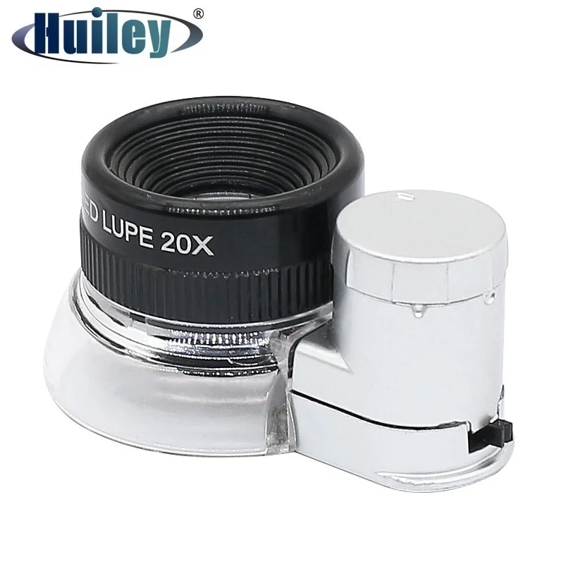 Pocket Size 20X Zoom regolabile LED Lupe illuminato lente d'ingrandimento tessuti di stoffa rilevazione lente d'ingrandimento lente con 6LED