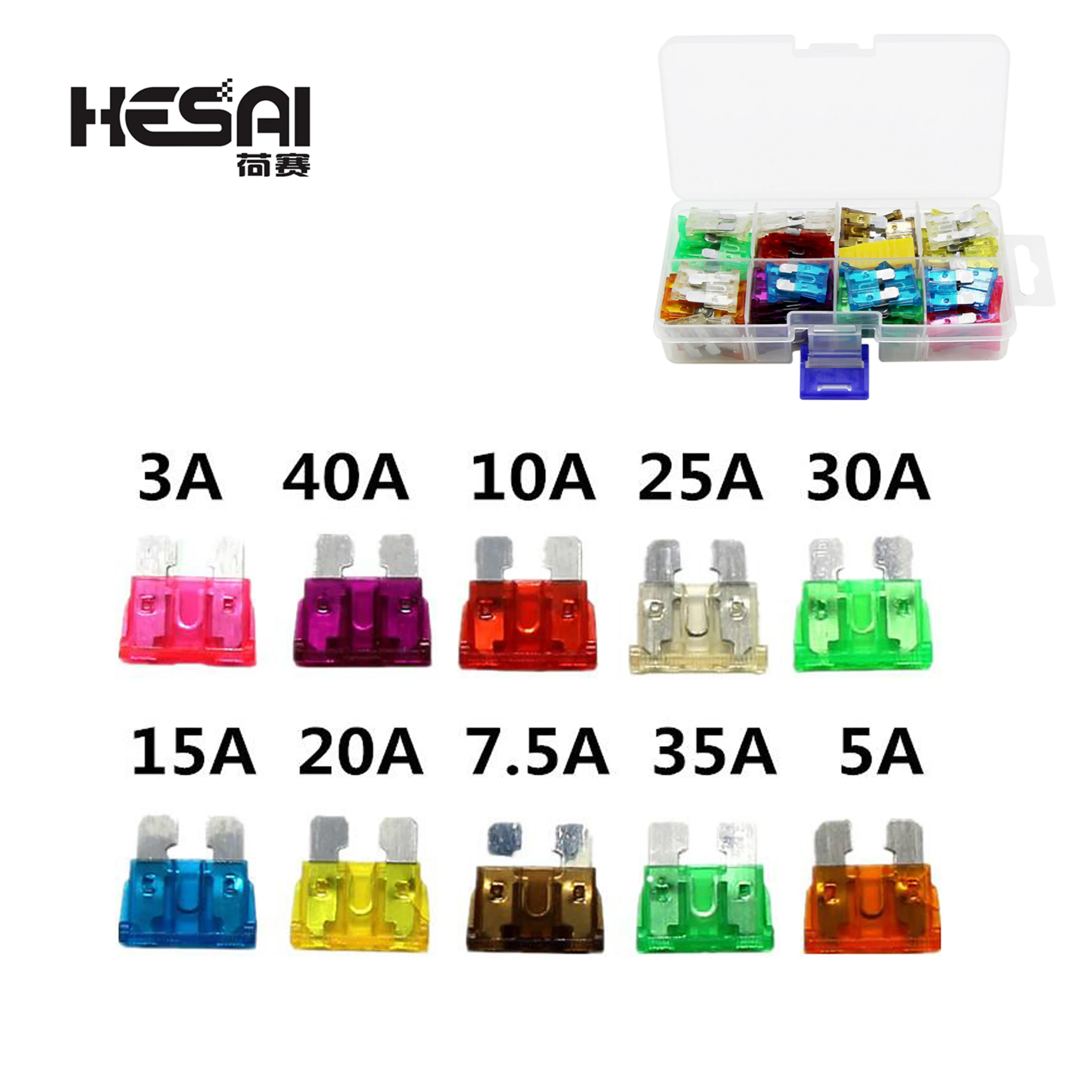 

100 шт., 50 шт., предохранители для автомобиля, 3 А, 5 А, 7 А, 5 А, 10 А, 15 А, 20 А, 25 А, 30 А, 35 А, 40 А
