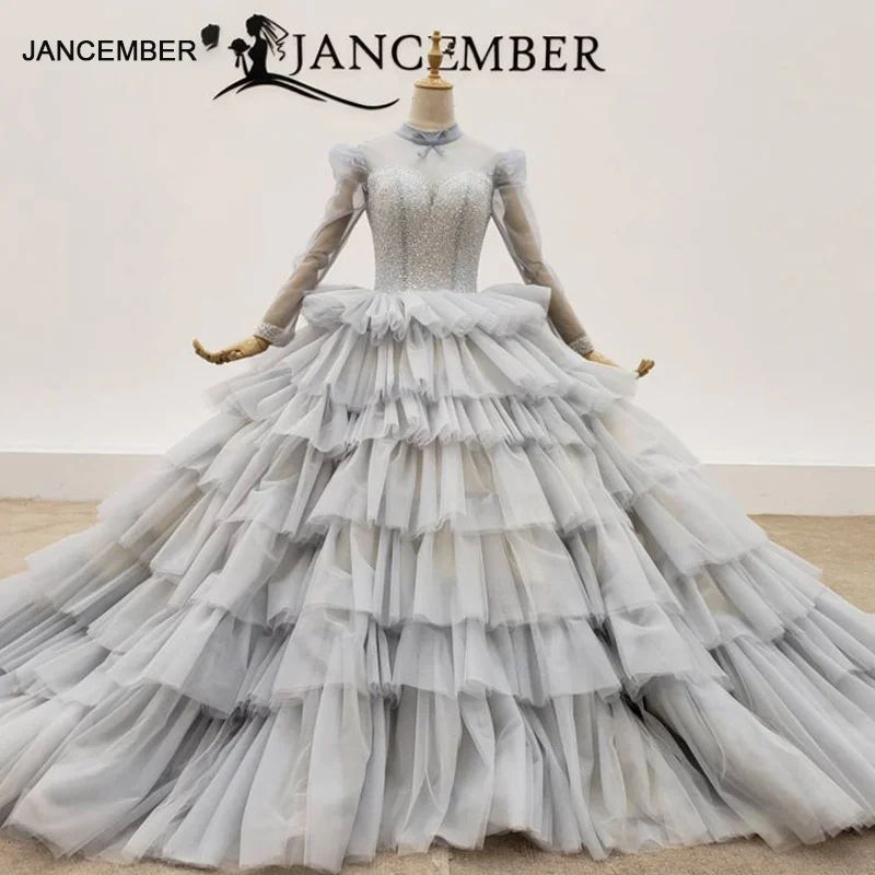 HTL1381 серое Многоярусное вечернее платье топ и манжета с прозрачными бусинами