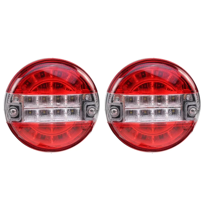 

2Pcs 12V 24V 4 Inch LED Car Truck Rear Tail Light Signal Light Indicator for Trailer Truck Bus Boat Caravan Van Lorry