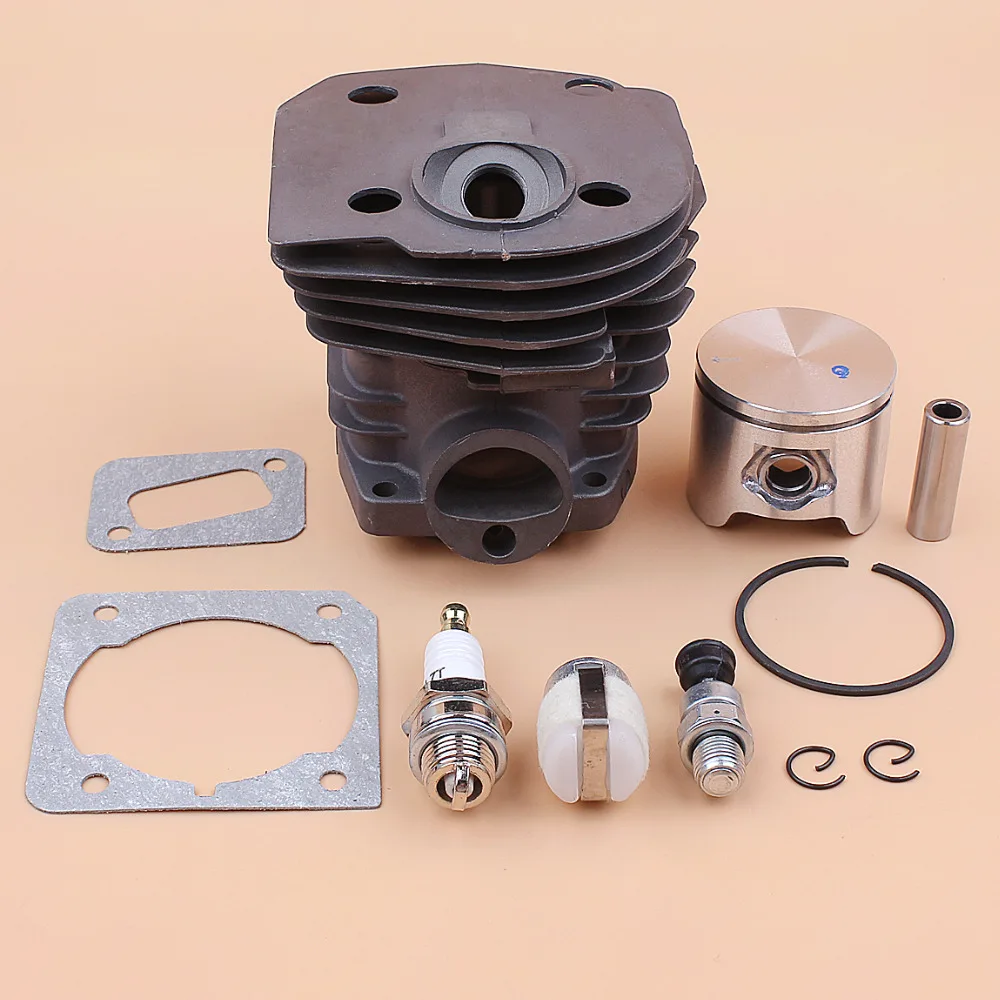 

44MM Cylinder Head Piston Engine Kit For HUSQVARNA 350 346 351 353 346XP Chainsaw Gas w/ Decompression Valve Gasket Fuel Filter