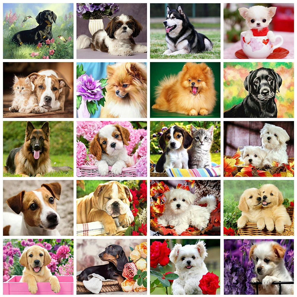 

Full Square Diamond Painting Dog 5D DIY Animal Diamond Embroidery Cross Stitch Kit Handmade Gift Home Decoration