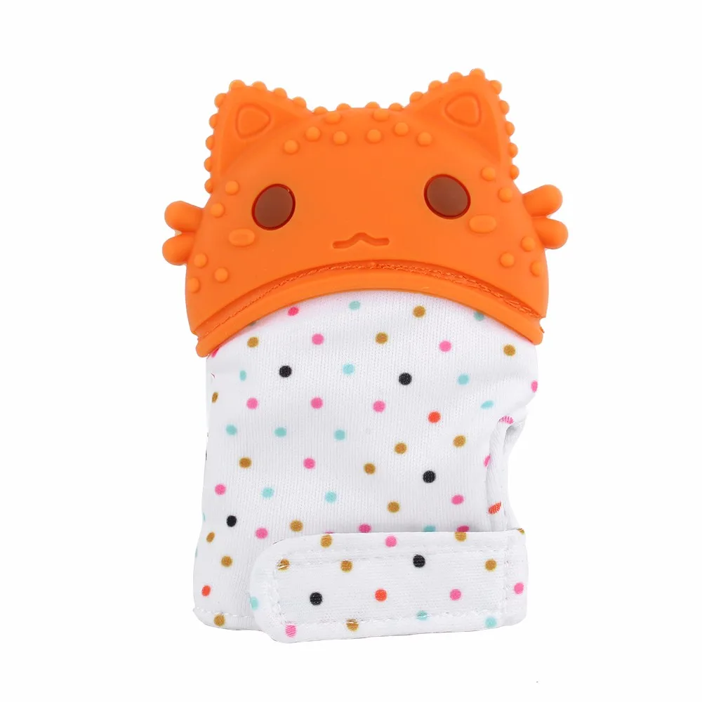 Orange cat Детские Силиконовые варежки, Детские Соска, молярные перчатки, Прорезывание Зубов, жевательный Прорезыватель для кормления, детские перчатки, царапины для новорожденных - Цвет: Orange cat