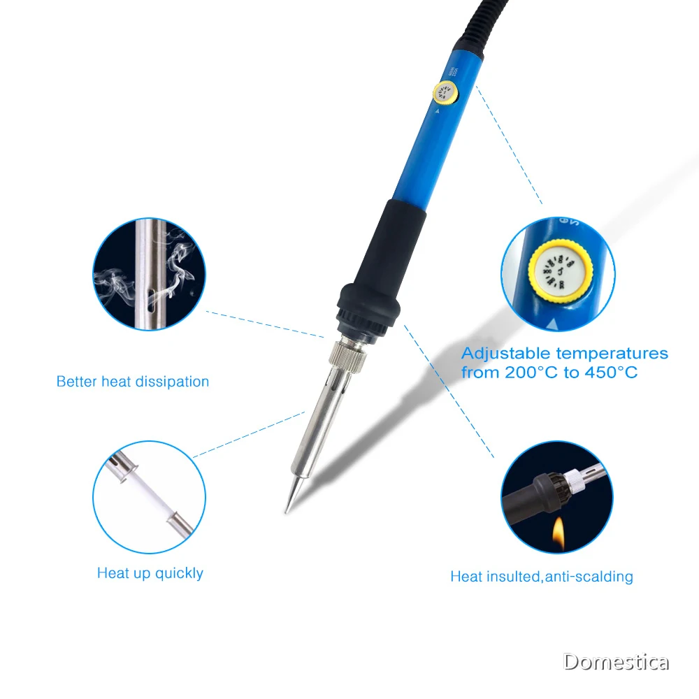 

60W Soldering Iron Adjustable Temperature Electric Solder Iron Rework Station 220/110V Welding Tool Heater Soldering Tips Rework
