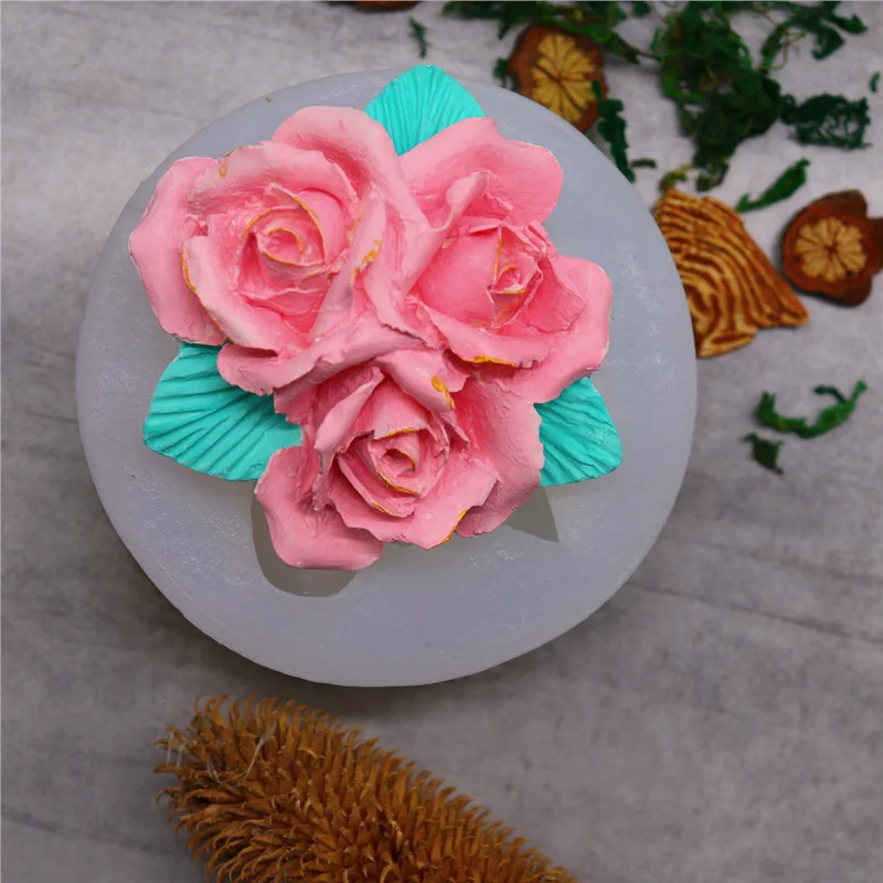 

Rose Flower Fondant Silicone Mold Car Plaster Mold Manual Glue Mold Cake Baking Tool