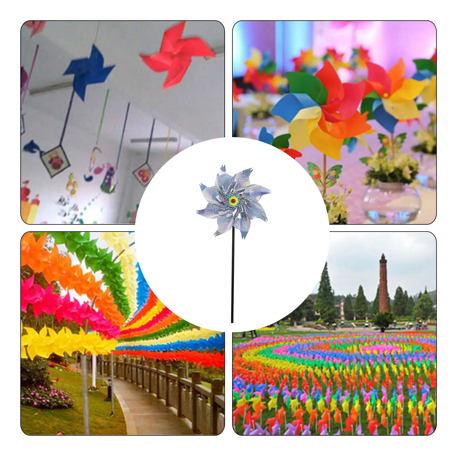 

5pcs 24cm Bird Repeller Pinwheels Reflective Sparkly Bird Deterrent Windmill Protect Garden Plant Flower Garden Lawn Decoration