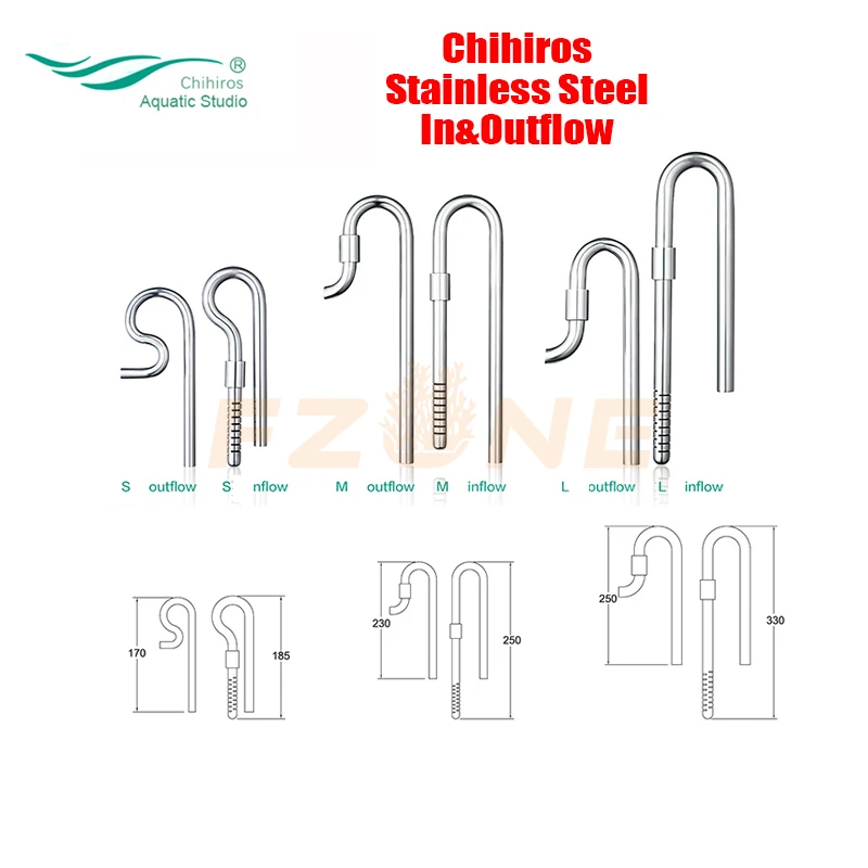 

Трубки притока и оттока из нержавеющей стали Chihiros класса 1 304 для аквариумных внешних фильтров и насосов