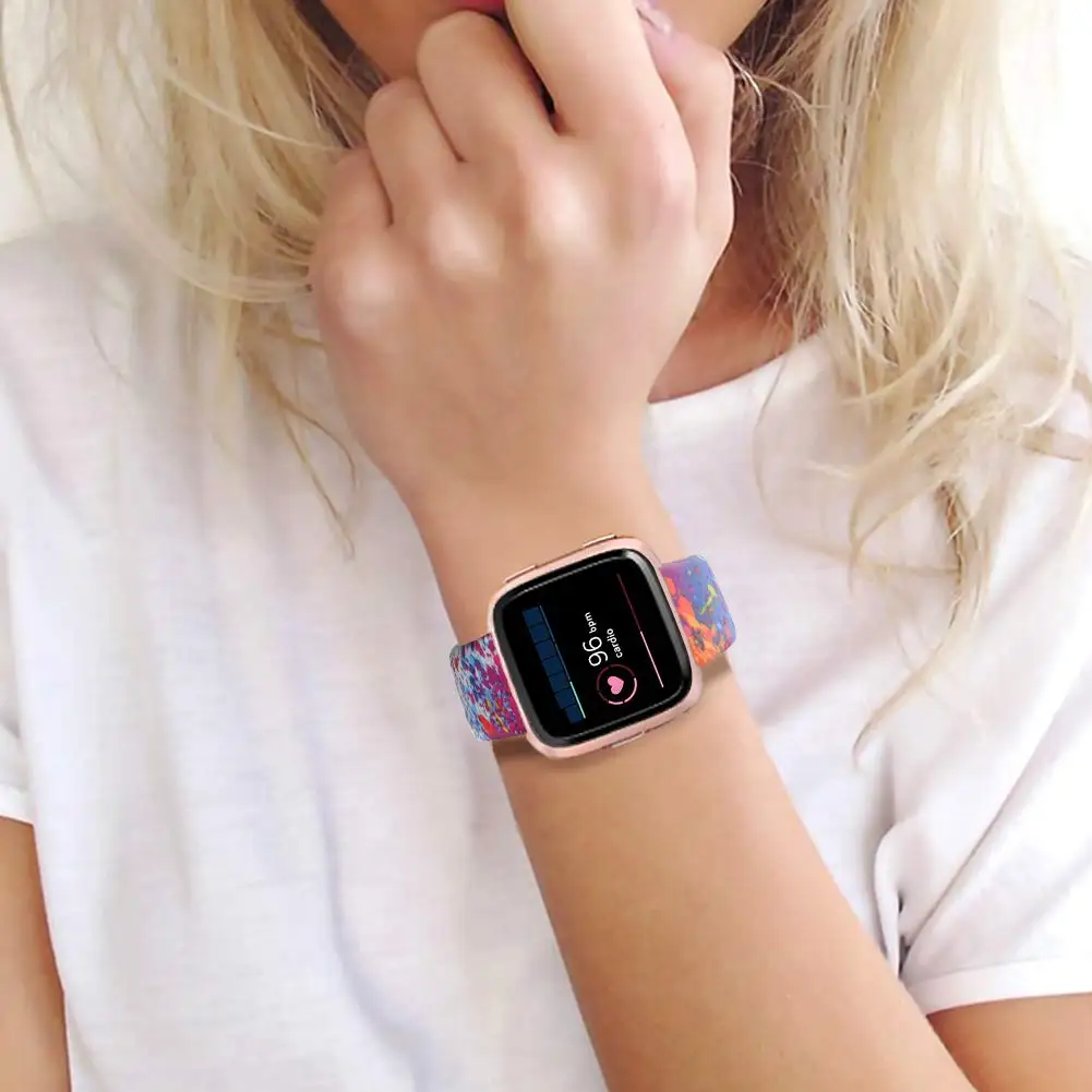 Fitbit Versa, ремешок, силиконовый сменный ремешок с цветочным леопардовым принтом, браслет, браслет, Ремешки для наручных часов для Fitbit Versa