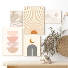 Настенный плакат бежевого цвета с радугой, поднимающейся от солнца, настенный плакат, картина для интерьера, Современная печать, картина для гостиной, домашний декор