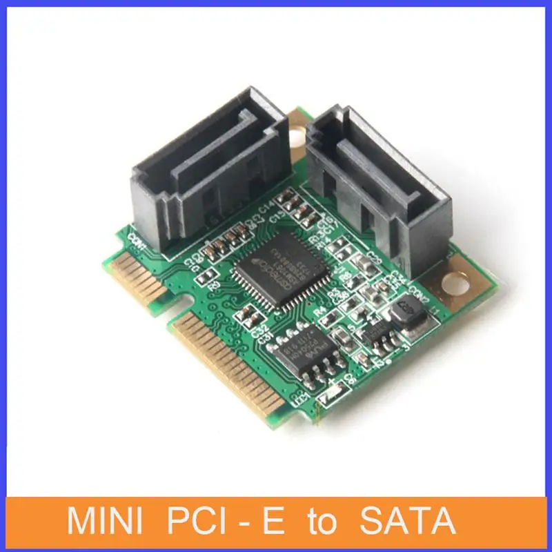 

Mini PCI-E to SATA Extension Card 2 Ports Add On Cards High Speed Mini PCI Express Adapter Converter Hard Drive Card