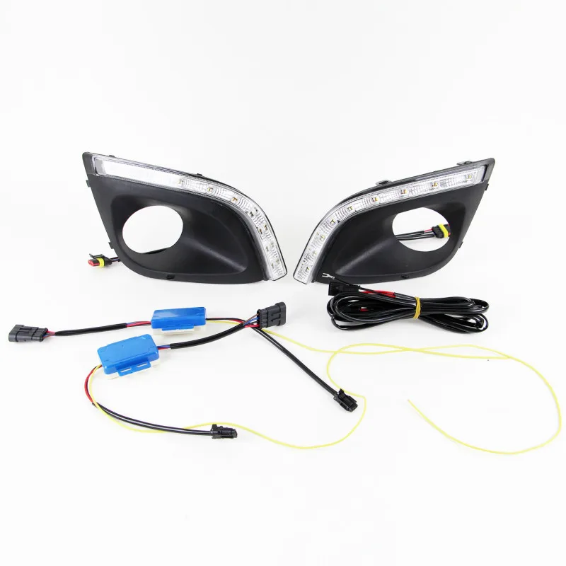 Дневные ходовые огни передней части автомобиля 2 шт. для LADA Kalina 2014-2015, указатель поворота, противотуманная лампа, автоаксессуары по освещению.