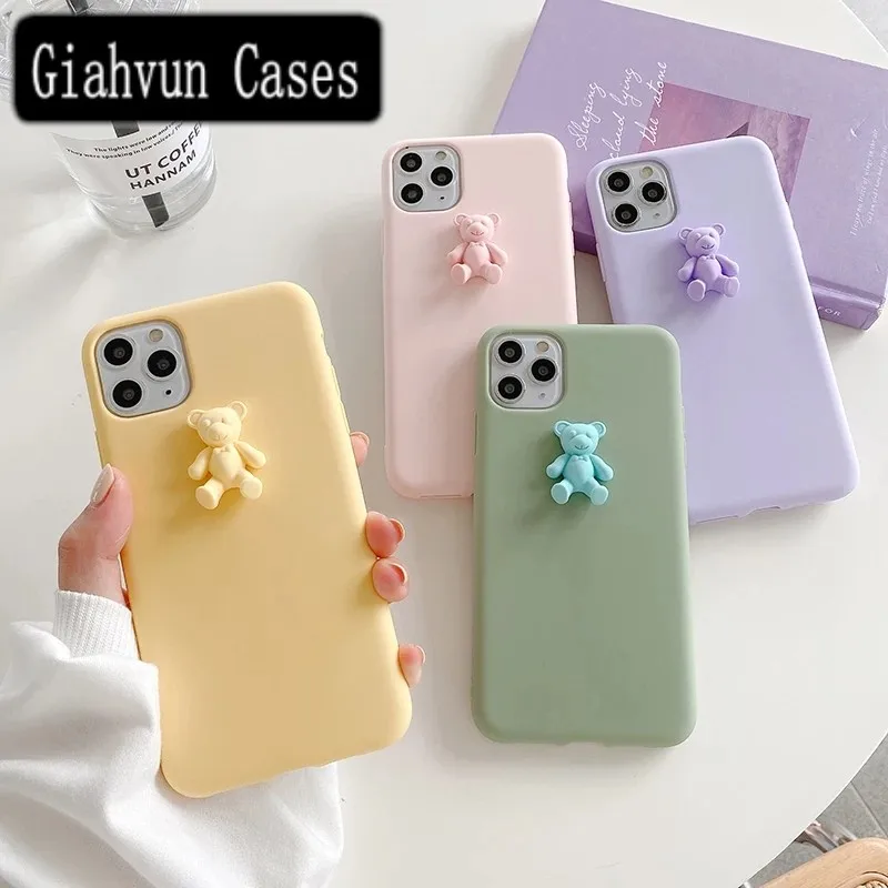 

Candy 3D Bear Soft TPU Cover For iPhone 11 12 Pro Max X XR XS MAX 8 8plus 7 6 6S Plus Mini Phone Case For Samsung S10 S9 S8 Capa