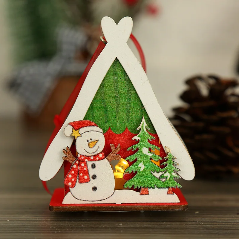 

Led Christmas Decoration Fairy Tale Cabin Children 's Toys Christmas Gifts Window Decoration Wooden Santa Claus House