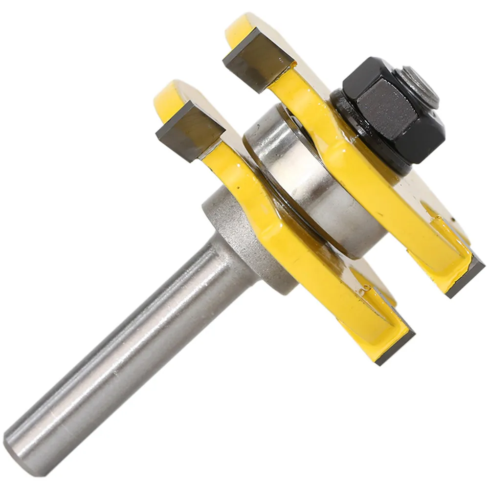 

8mm Shank Tongue & Grooves Joint Assembly Router Bit Set 3/4 Inch Stock Wood Cutting Tool T Slot 3 Teeth Milling Cutter