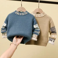 new girl casual hedging sweater childrens knitted woolen round neck springwinter kids letter long sleeve keep warm thicken