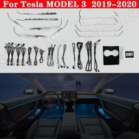 ambient light set for tesla model 3 2019 2020 screen control decorative led 64 colors atmosphere lamp illuminated strip